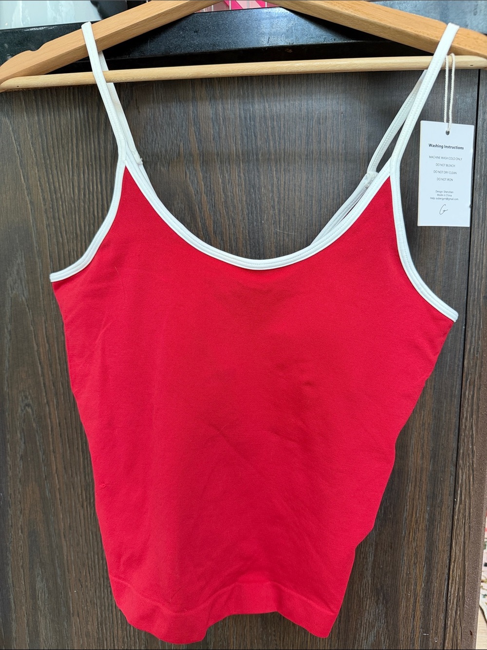 Red Contrast-Trim Camisole Tank - Women